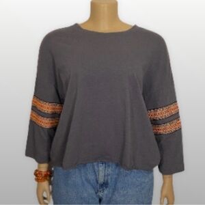 Natural Life Embroidered 3/4 Sleeve Top L/XL